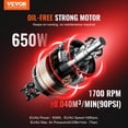 thumbnail image 2 of Compresor de aire VEVOR, tanque de acero de 1 galón, 1 HP, 1.5 CFM, 120 V, 2 of 9
