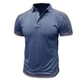 thumbnail image 2 of WREESH Men's Casual Fashion Henley Shirts Short Sleeve Shirt with Turn-Down Collar and Button Detail a Solid Color Pullover Top for Stylish Comfort Blue, 2 of 5
