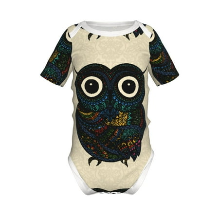 

Coaee Owl with Mandala for Soft Baby Short-Sleeve Bodysuit Baby Climbing Clothes Baby Girls Boys Bodysuit Romper-3 Months