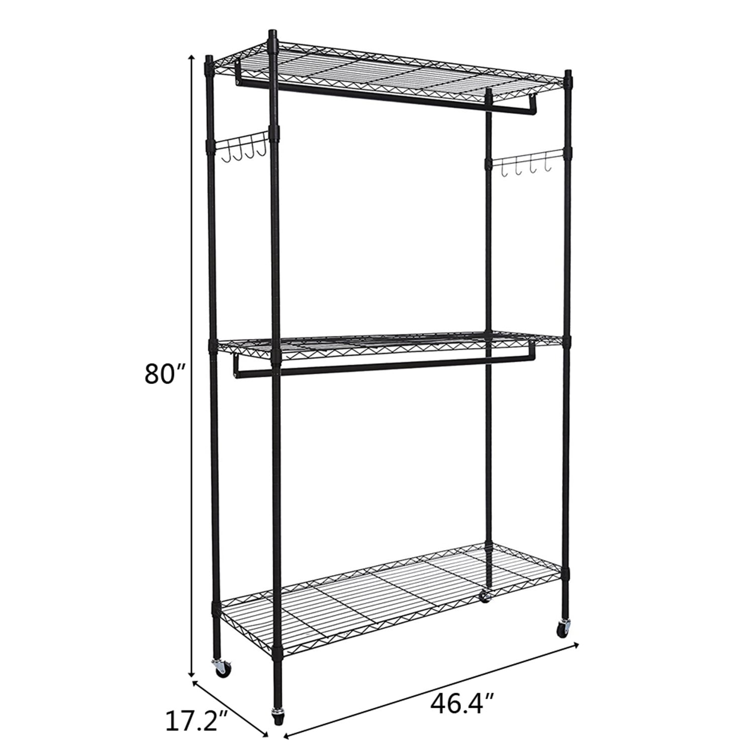 Lowestbest 2 Tier Rod Closet Organizer, Black Lowestbest 2 Tier Rod Closet Organizer, Black