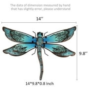 LIFFY Metal Dragonfly Wall Decor - Outdoor Garden Art for Patio, Living Room, Bedroom - Dragonfly Gifts (14inch, Metal & Glass)