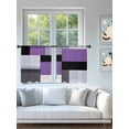 thumbnail image 4 of Black Purple Patchwork Sheer Curtains 2 Panels Set Abstract Geometric Art Lihgt Filtering Rod Pocket Voile Drape, Semi Sheer Window Curtains for Bedroom Living Room, 52"x54", 4 of 5