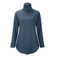 thumbnail image 2 of Ladies Tops and Blouses Solid Color Turtleneck Long Sleeve T Shirt Women's Casual Loose Large Size Solid Color Knit Sweatshirt Long Sleeve T shirt Women, 2 of 5