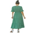 thumbnail image 3 of Robe Décontractée à Volants Manches Courtes Imprimé Floral Taille Haute Col en Chiffon Robe Longue de Plage Fête Vert s, 3 of 4