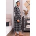 thumbnail image 3 of GFDYREE Men's Warm Fleece Robe with Hood, Plaid Big and Tall Bathrobe, 3 of 7