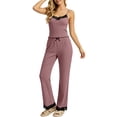 thumbnail image 4 of Gkeoshab Women Pajama Sets Women Striped Ribbed Two Piece Camisole Lounge Sets Lace Trim Tank Top & Long Pants Fashion Tie Dye Pajama Set Breathable Loungewear, 4 of 6