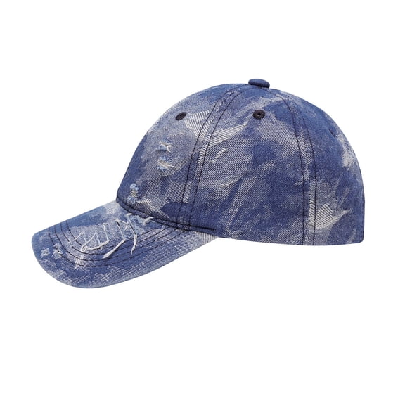 Ripped Denim Baseball Cap for Men Vintage Sun Protection Snapback Hats Mens Trendy Washed Solid Color Adjustable Hiking Fishing Ponytail Hat