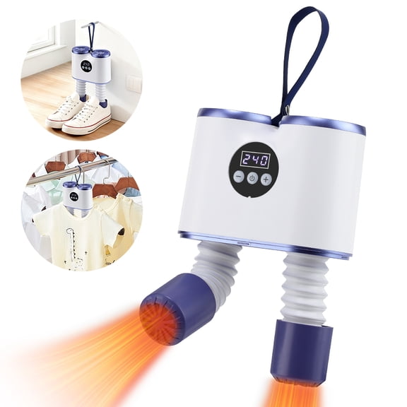 ROMYSE Portable Shoe Dryer with 360° Warm-Air PTC Heating, Timer & Retractable Hoses, Fast-Dry Boot & Sneaker Dryer with Safe Auto Shut-Off
