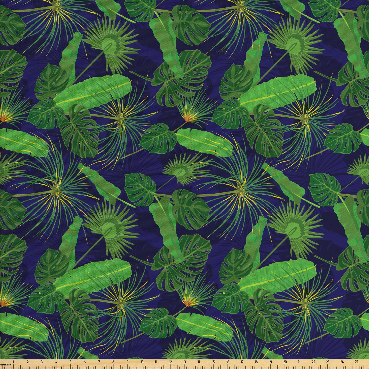 Leaves Fabric by The Yard, Entangled Arrangement of Tropical Plant