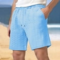 thumbnail image 3 of Mens Shorts Summer Casual Jacquard Textured Elastic Waist Straight Leg Relaxed Fit Beach Shorts with Pockets, 3 of 6