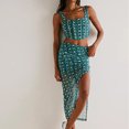 thumbnail image 1 of Trajes De Verano De 2 Piezas Conjunto de falda de 2 piezas para mujer Conjunto de falda superior con chaleco expuesto al ombligo Traje diario ajustado Cgtredaw  Azul Xs para Mujer, 1 of 1