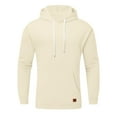 thumbnail image 5 of Pgeraug Hoodies for Men Loose Solid Hooded Sweater Top Mens Sweater Beige L, 5 of 6