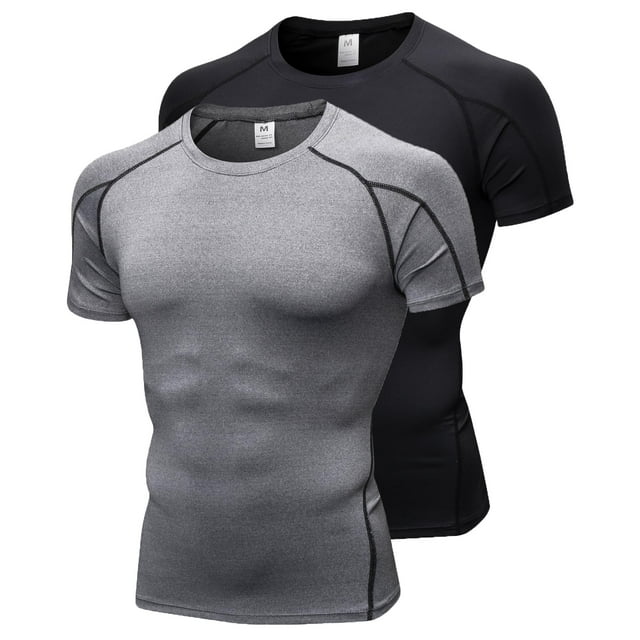 Camisas de compresión Queerier de manga corta de manga corta Queerier para hombre, x2