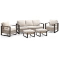 thumbnail image 3 of Meetleisure 5-Piece Outdoor Wicker Patio Furniture Set with A 3-Seat Sofa Couch, Two Armchairs and Two Wicker Ottomans,Beige, 3 of 6