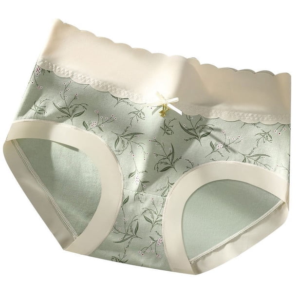 Gibobby Pantaletas para mujer Pantalones cortos de triángulo sin costuras cómodos con ventilación de algodón de cintura media para mujer(Verde,M)