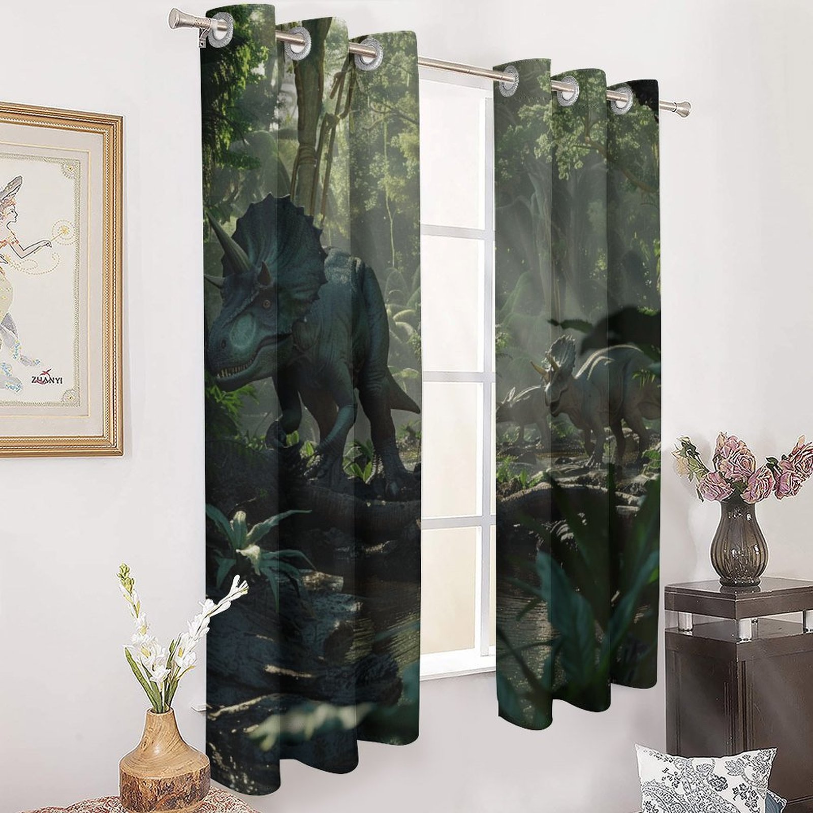 Jurassic Dinosaur Window Curtain Panels Grommet Blackout Curtains Blackout Curtains for Living Room