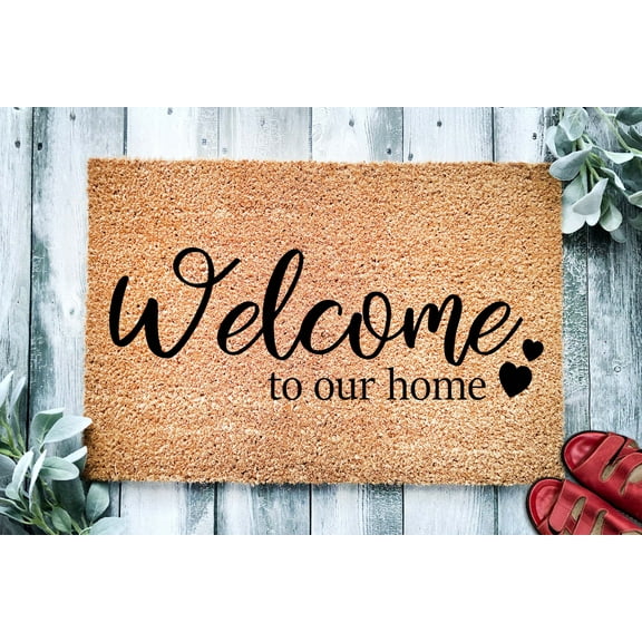 Welcome to Our Home | Housewarming Gift | Wedding Gift | Custom Doormat | Hearts Welcome Door mat | Closing Gift | Welcome Doormat