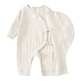thumbnail image 5 of BLVB Newborn Baby Boy Girl Clothes Cotton Wrap Romper Long Sleeve Coming Home Outfit Infant Jumpsuit(White,3-6 Months), 5 of 6