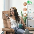 thumbnail image 2 of Mcombo Recliner with Ottoman Reclining Chair with Vibration Massage and Removable Lumbar Pillow, 360 Degree Swivel Wood Base, Faux Leather 9068 (Cognac), 2 of 8
