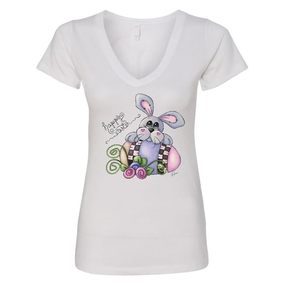 Inktastic Happy Easter Bunny Rabbit Women's V-Neck T-Shirt