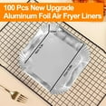thumbnail image 2 of Aluminum Foil Air Fryer Liners 100Pcs, 6.3” Square Disposable Sheets for Baking Grilling Roasting, Microwave Safe Non-Stick Liner, Silver, 2 of 6