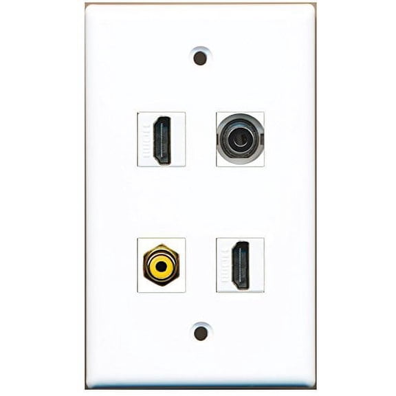 RiteAV - 2 Port HDMI 1 Port RCA Yellow 1 Port 3.5mm Wall Plate