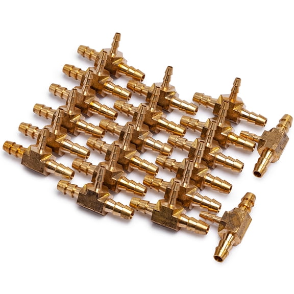 LTWFITTING Brass Barb Tee Fitting 1/4-Inch x 1/4-Inch x 1/8-Inch ID Hose for Water Fuel Boat (Pack of 20)