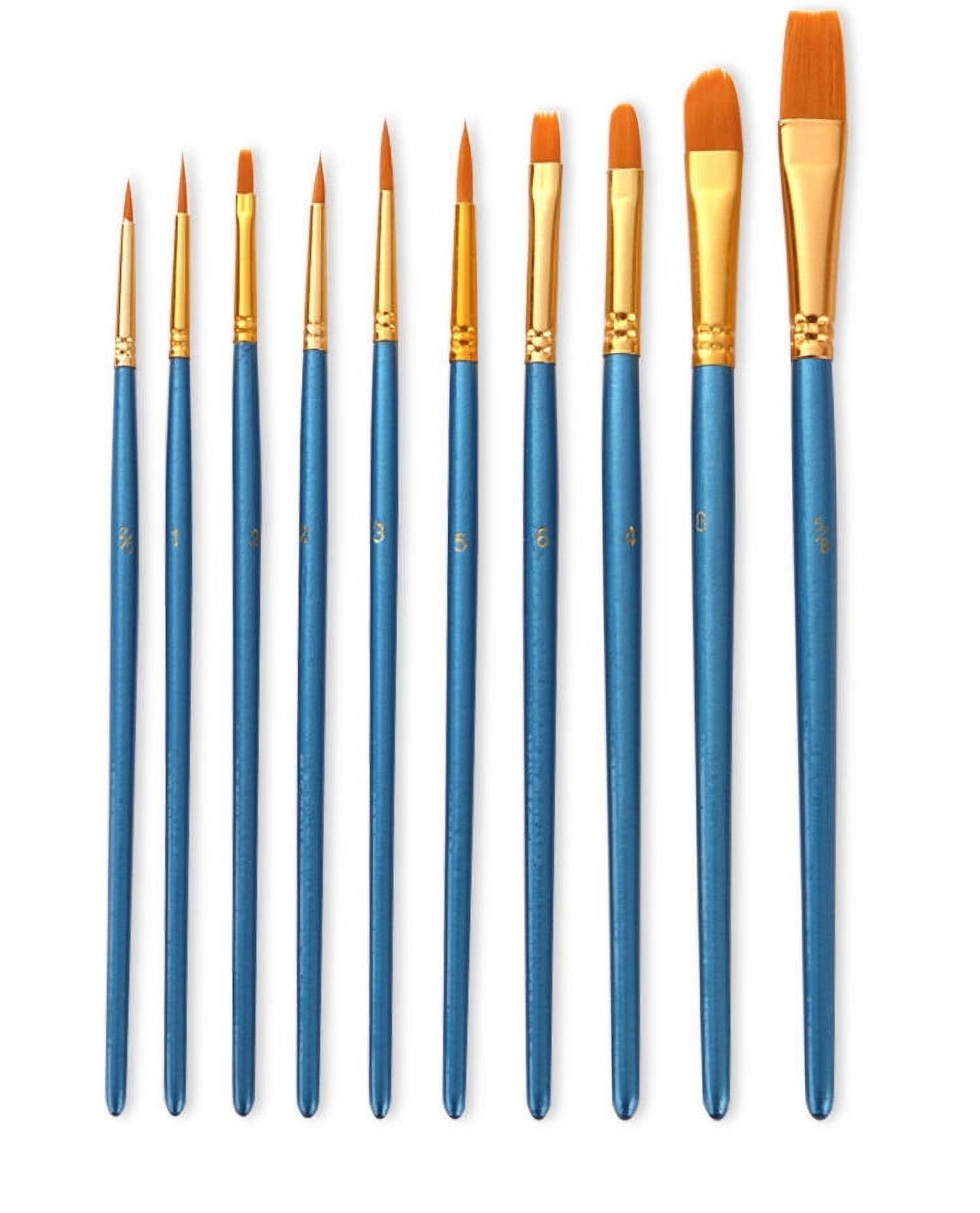 Acrylic Paint Brush Set 10 Pcs Nylon Hair Brushes for All Purpose Oil