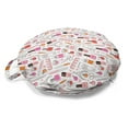 thumbnail image 1 of Makeup Round Floor Cushion with Handle, Illustration of Girly Nail Polish Glamour Lotion Women Accessories Clippers, Pillow for Living Room & Dorms, 18" Round, Magenta Pale Pink, by Ambesonne, 1 of 4