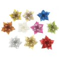 thumbnail image 3 of 5Pcs Christmas Glitter Artificial Poinsettia Flowers Xmas Poinsettia Artificial Wedding Flowers Decorations Xmas Tree Ornaments for Party Favors, 5.6inch, 3 of 5