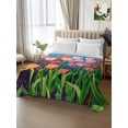 thumbnail image 2 of Colorful Spring Floral California King Size Flat Sheet, Wrinkleproof & Fadeproof Cooling Flat Bed Sheet Only, Summer Botanical Oil Painting Breathable Soft Bedding Top Sheets 108 x 98 Inches, 2 of 8