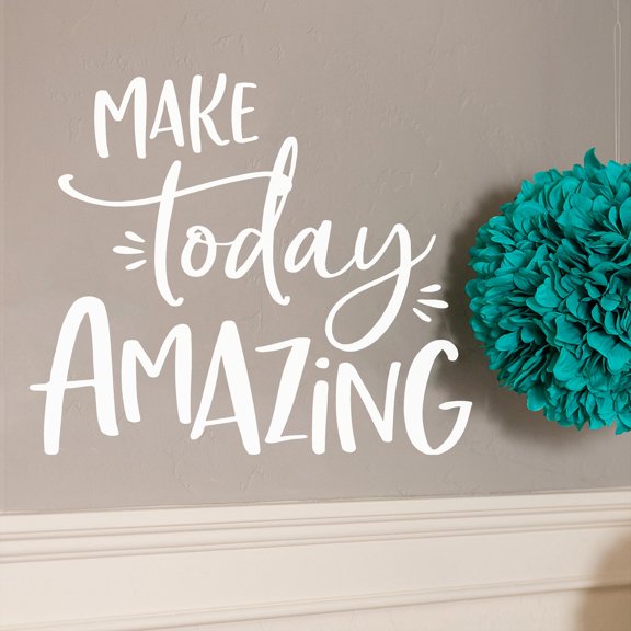 Make Today Amazing Motivational Vinyl Lettering Wall Decal Sticker Decals Size: 20" H x 23" L - Color: White