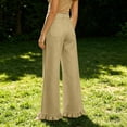 thumbnail image 4 of Women's High Waist Wide Leg Pants With Ruffle Hem Casual Loose Flared Trousers With Pockets, 4 of 5