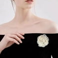 thumbnail image 2 of 3.3in Dainty Rose Brooch for Women Floral Corsage Elegant Wedding Boutonniere Bridal Party Lapel Pins Camellia Fabric Flower for Dance Ceremony Dress Suit Clothes Accessory Classic Jewelry, 2 of 6