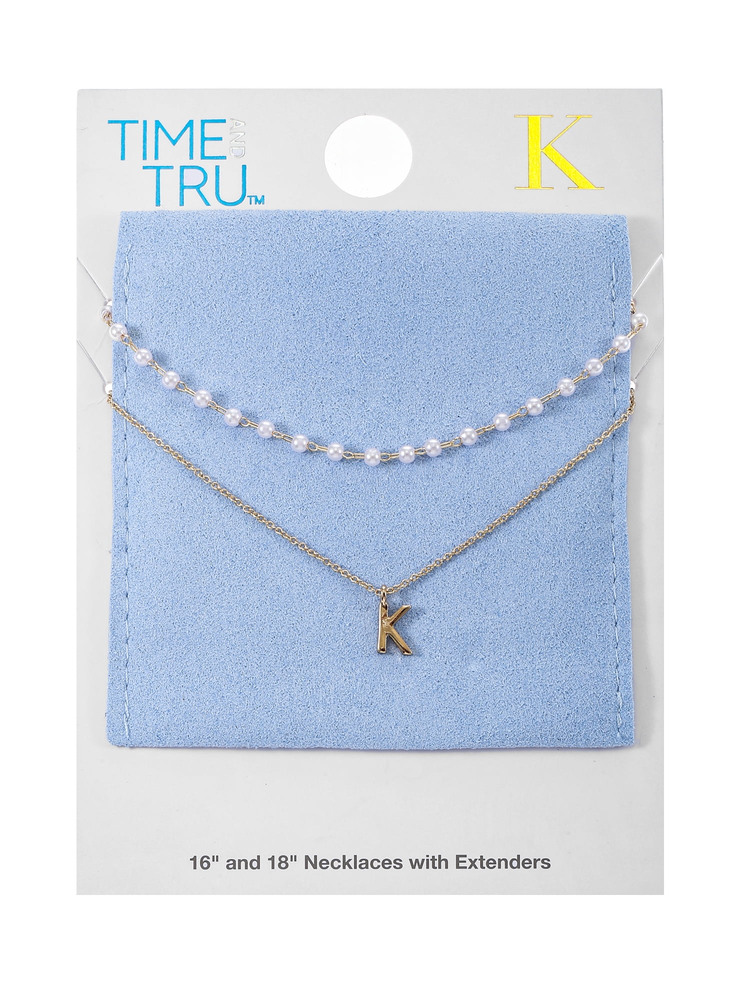 Time and Tru Goldtone Initial Letter Necklace Set, 2 Pieces, Letter K