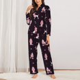 thumbnail image 2 of Pajamas for Women Sets, Cute Poodle Dog Queen Pink Lounge Sets Long Sleeve Button Down Night Shirts Sleepwear Pjs, 2 of 6