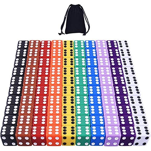 Free Pouch Austor 50 Pieces 6-Sided Game Dice Set 5 Pearl Colors Rounded Edge 