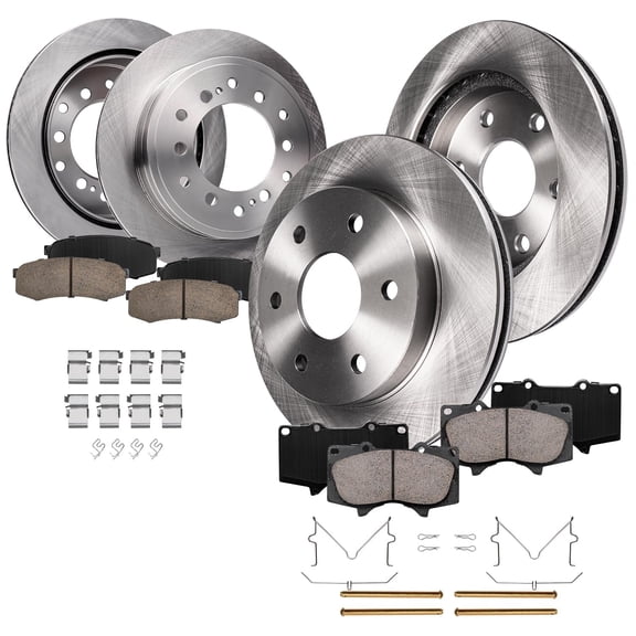 Detroit Axle - Complete FRONT & REAR Brake Kit Rotors & Ceramic Brake Kit Pads w/Hardware for 2001 2002 2003 2004 2005 2006 2007 Toyota Sequoia