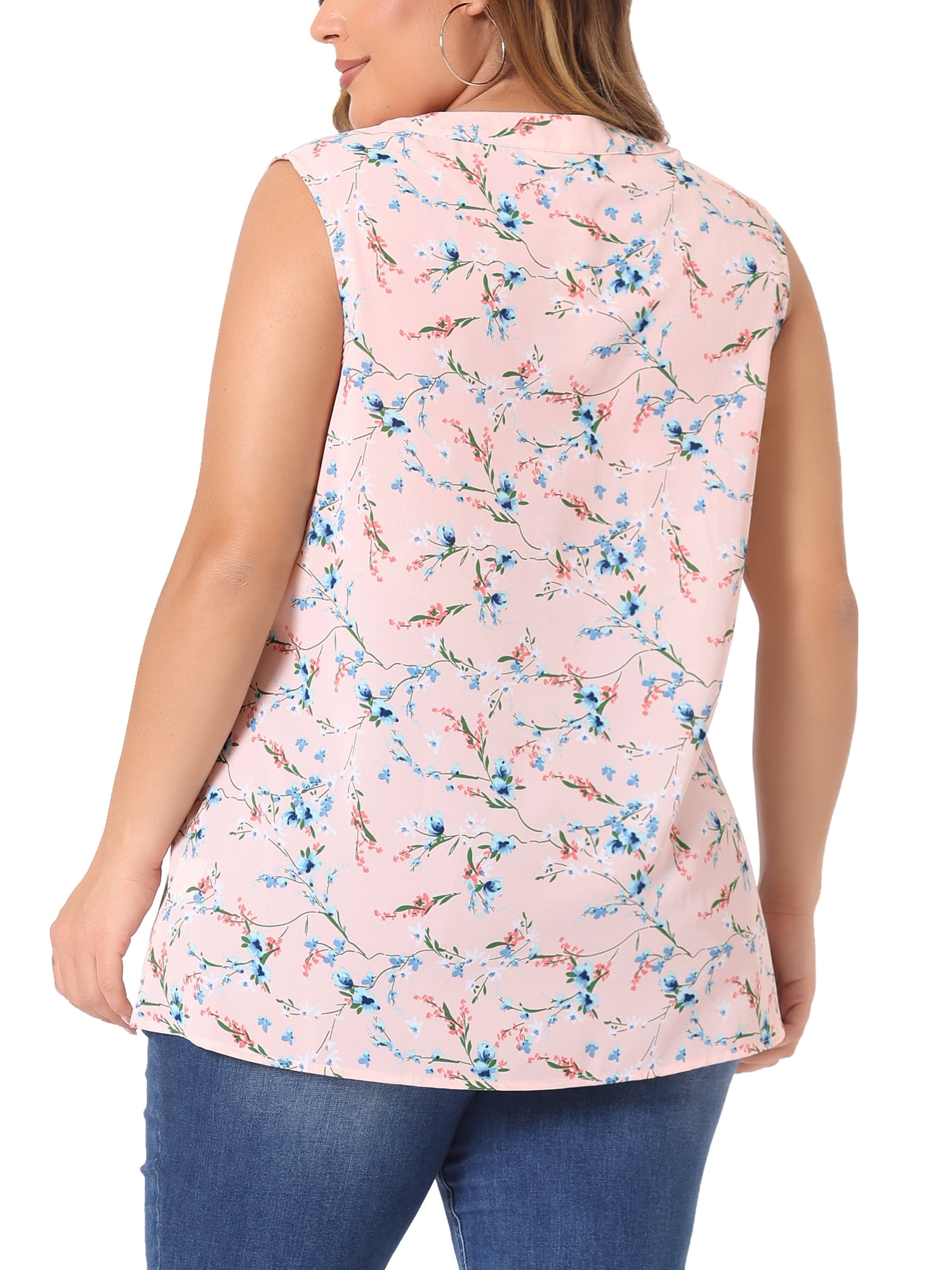 DARING DIVA Women's Stylish Plus Size Floral Sleeveless Tank Tops 4X Pink