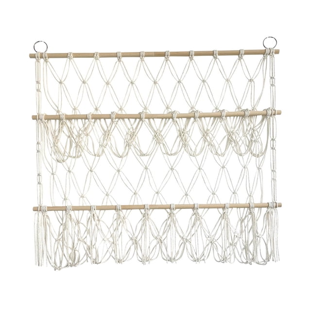 Ruiboury Stuffed Animals Net Hammock Cotton Rope Decoration Nursery Home Playroom for beige 80x75cm