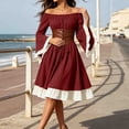 thumbnail image 6 of Hurxie Womens Traditional Irish Dress Renaissance Medieval Costume Flare Sleeve Corset Halloween Victorian Short Dress, 6 of 7