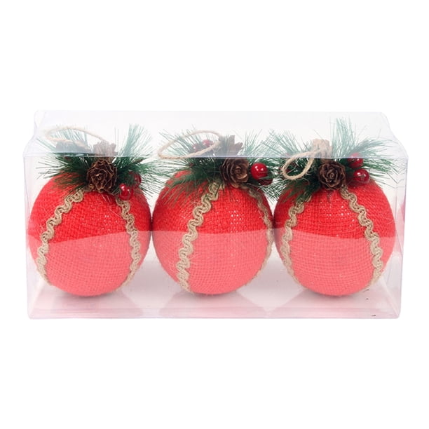 Bola De Espuma De Navidad Colgante Simulación Tela De Nuez De Pino Celosía Roja Bola De Navidad Decoración Para Navidad Y Fiesta De Cumpleaños Decoración 3 Unids Yuarrent HA042040-02