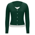 thumbnail image 4 of Sexlip Womens Button Front Cardigan Long Sleeve V Neck Design Soft Fabric Relaxed Silhouette for Daily Use Green XXL, 4 of 7