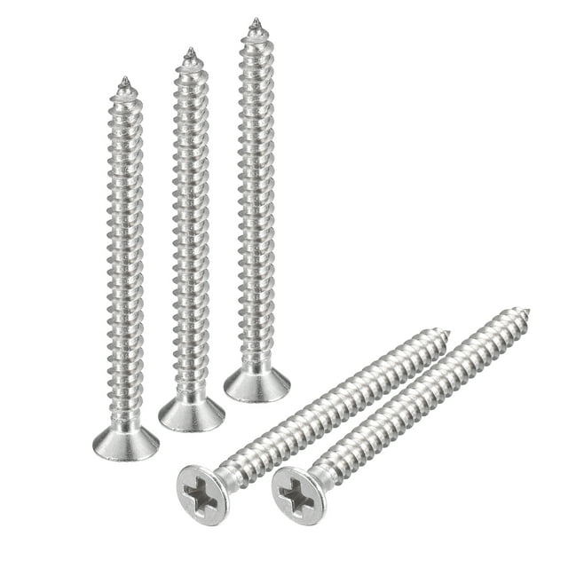 Unique Bargains Vis à Bois #4x1-1/4 Pieds, Lot de 100 Vis à Taraudage Automatique Phillips en Acier Inoxydable 304