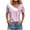 Pink, variant on Women's Summer Tops Trendy Short Sleeve Asymmetrical Neck Button Front Striped T Shirts Casual Tunic Blouses