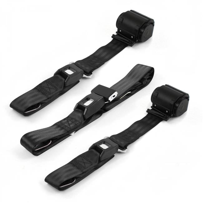 Jeep Wagoneer 1963-1991 Ceinture de Banc Rétractable Noire Standard 2 Points - 3 Ceintures