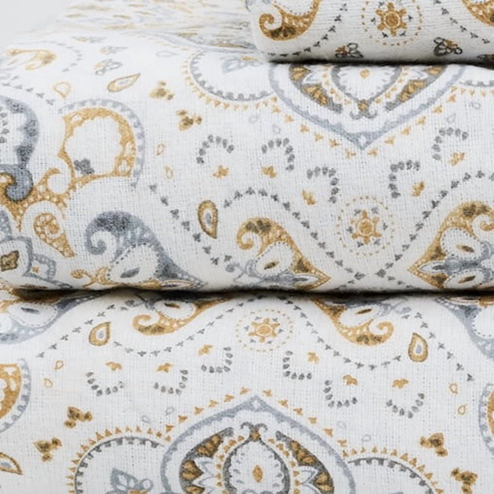 Roxana Paisley 100% Cotton 4-Piece King Flannel Sheet Set