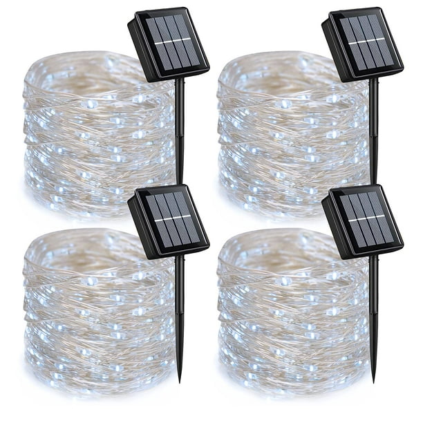 Guirnalda de luces solares QITONG de 4 x 33 pies, 100 LED, impermeables, 8 modos