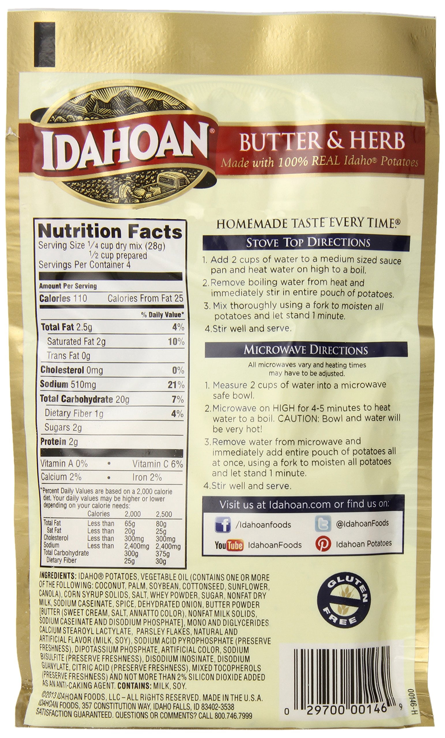 Idahoan Butter & Herb Mashed Potatoes 4 oz. (Pack of 5)