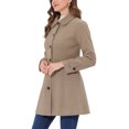 thumbnail image 4 of INSPIRE CHIC Women's Peter Pan Collar Single Breasted Winter Overcoat XL Solid Light Brown, 4 of 6